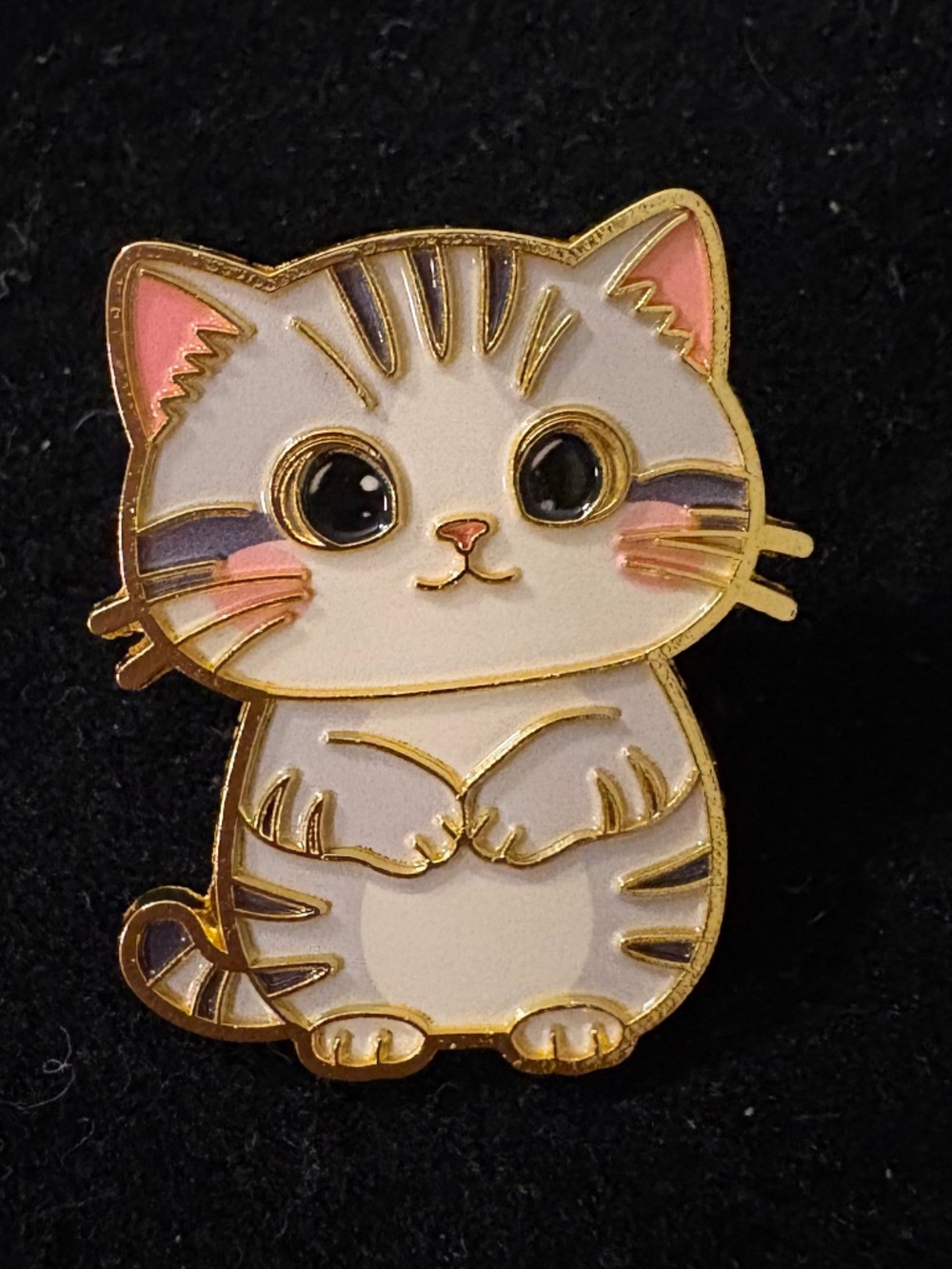 Cute Blue Tabby Cat Enamel Brooch Pin